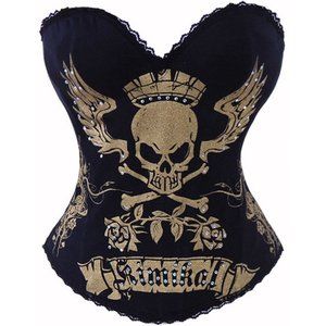 NIKA Black and Gold Winged Skull Blouse